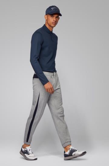 HUGO BOSS Genesis4 Textured Design Wool Trousers Navy
